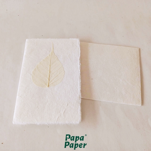 Cards 15x10cm with envelop, Bodhi leave decorated การ์ดกระดาษสา