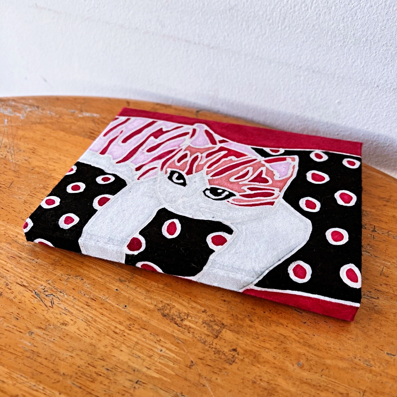 Notebook 15 x 19cm batik painting - Cat horizontal สมุดโน้ตกระดาษสาบาติกลายแมว