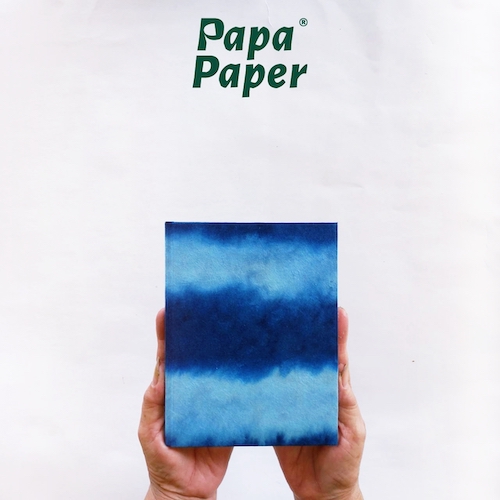สมุดกระดาษสามัดย้อมคราม Indigo blue tie dyed notebook, A5 size 15 × 21 cm